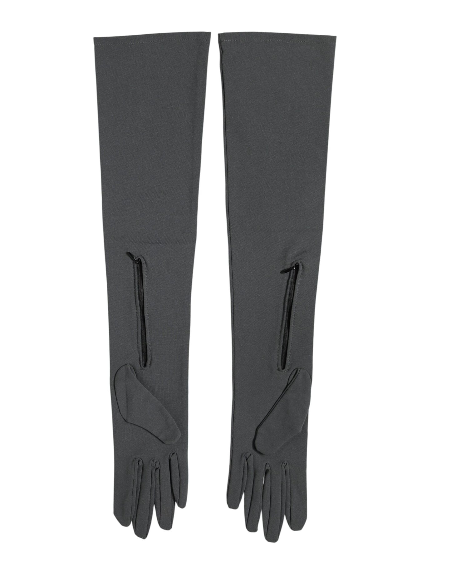 Dark Gray Viscose Elbow Length Mitten Men Gloves