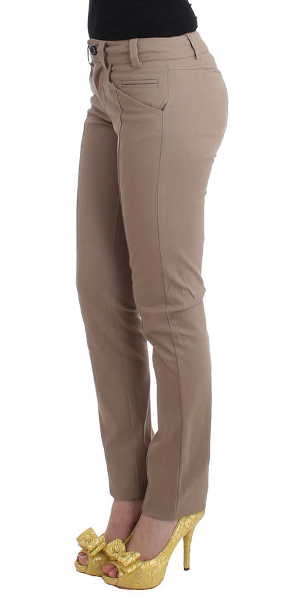 Beige Dress Skinny Slim Straight Chinos Pants