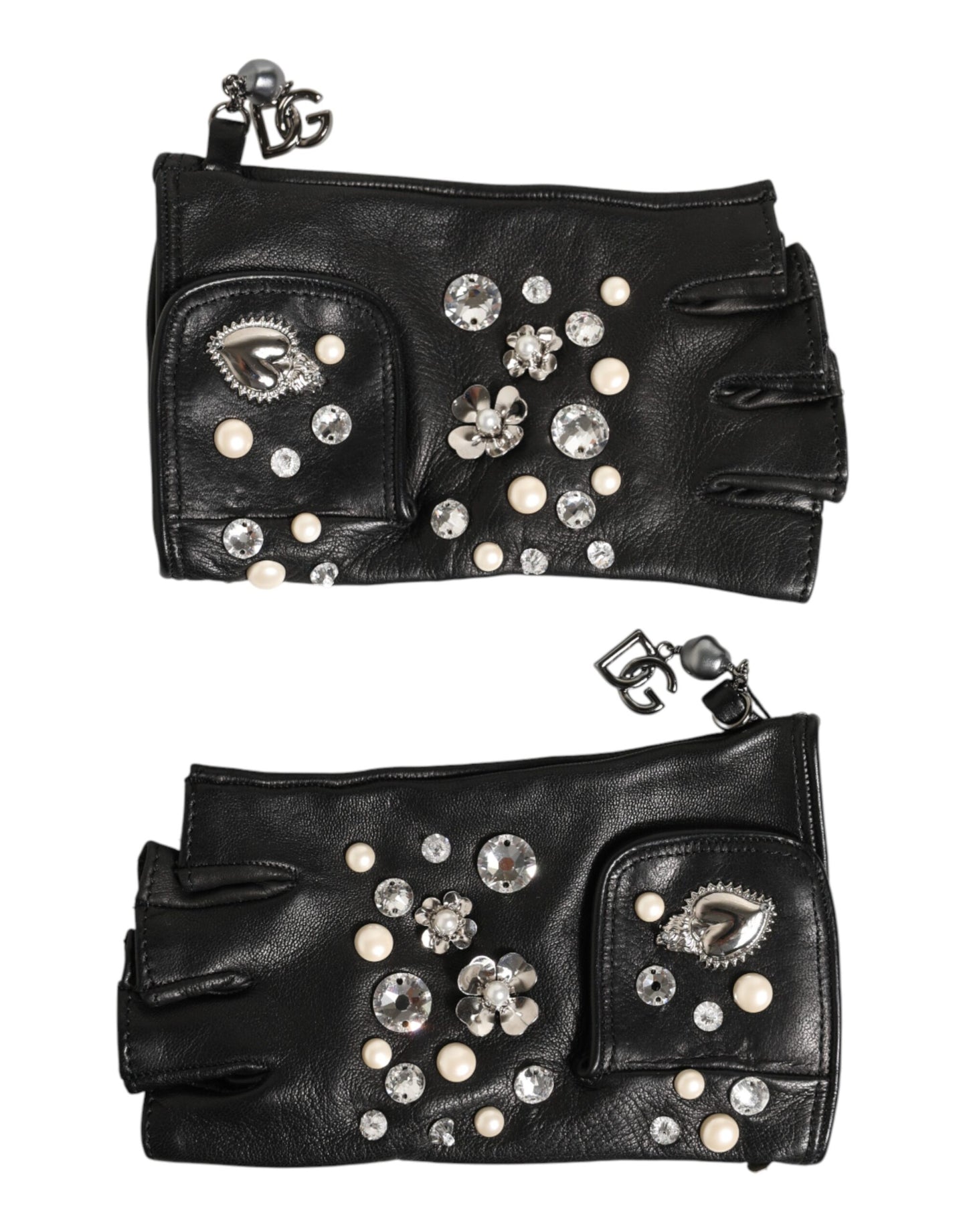 Blue Logo Fingerless Wrist Length Mitten Gloves