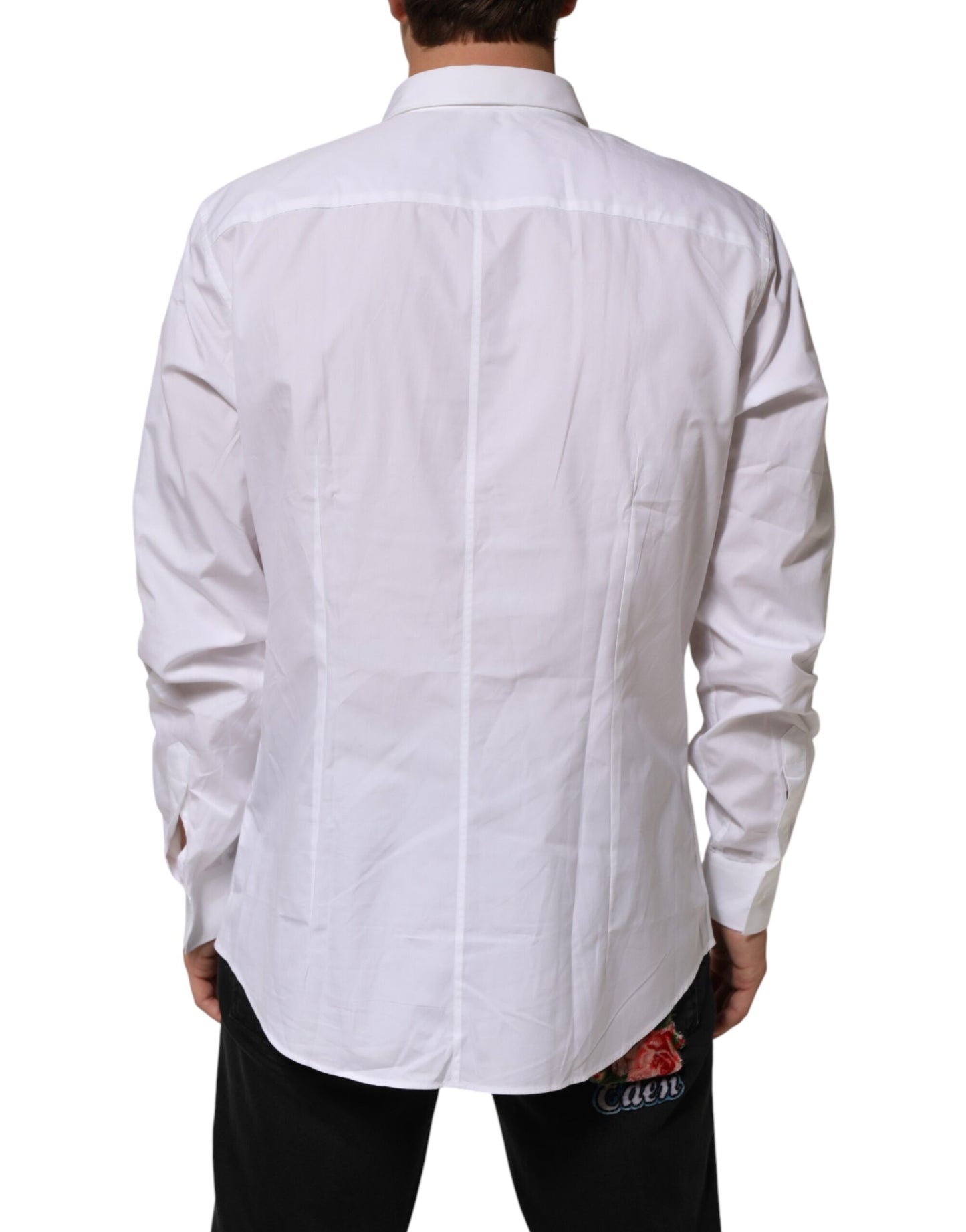 White Cotton Collared Long Sleeve Men Dress Shirt