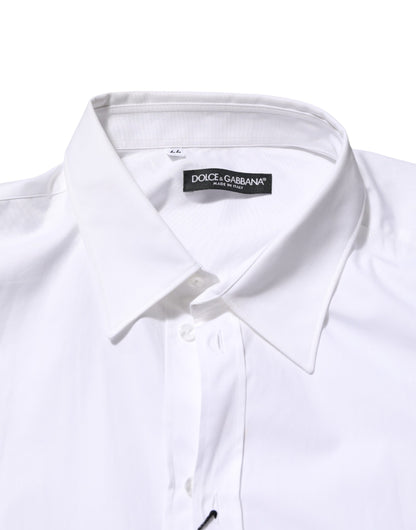 White Cotton Collared Long Sleeve Men Dress Shirt
