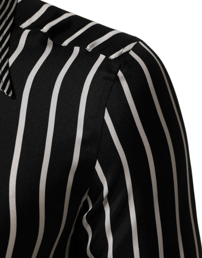 Black White Stripes Men MARTINI Dress Shirt