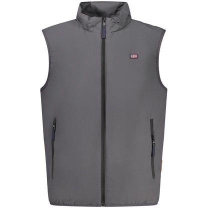 Gray Polyester Men Jacket