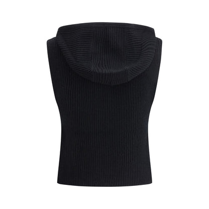 Black Wool Sleveless Jacket