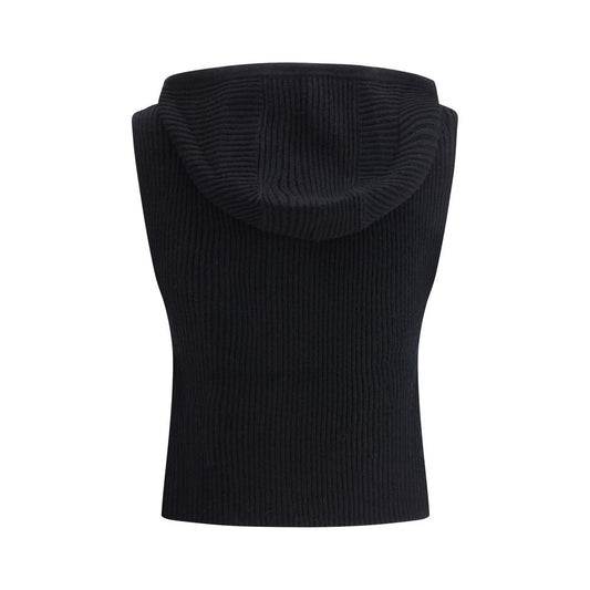 Black Wool Sleveless Jacket