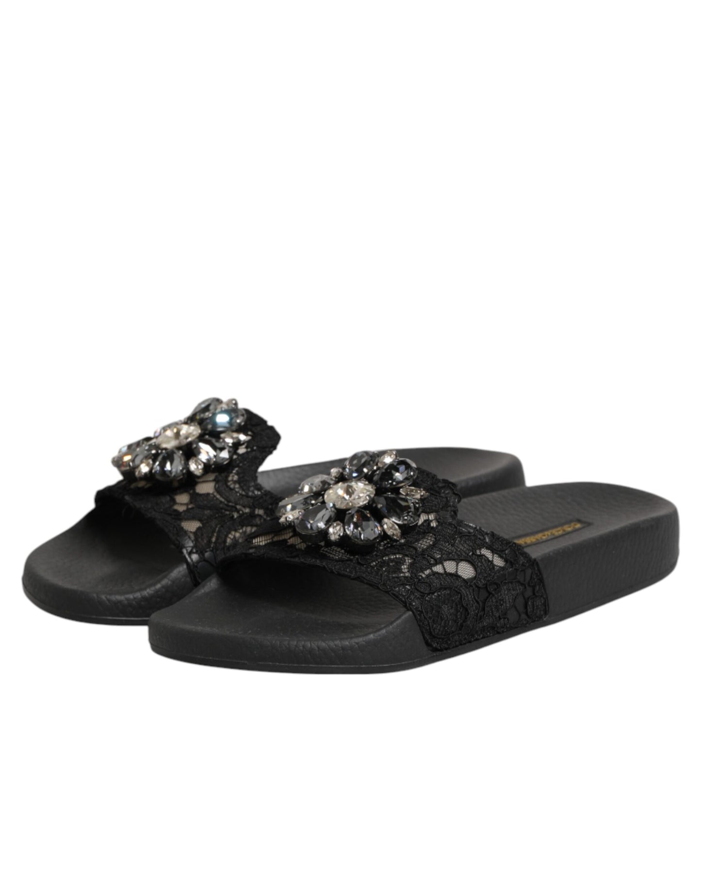 Black Devotion Matelassé Leather Slides Shoes