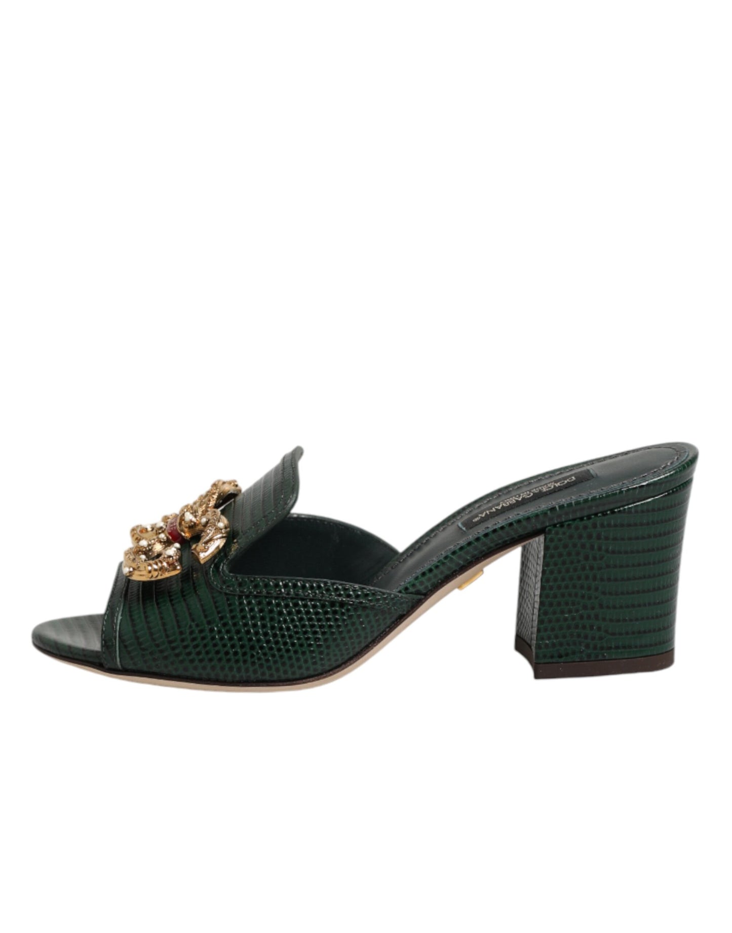 Green DG Amore Heel Slides Sandals Shoes