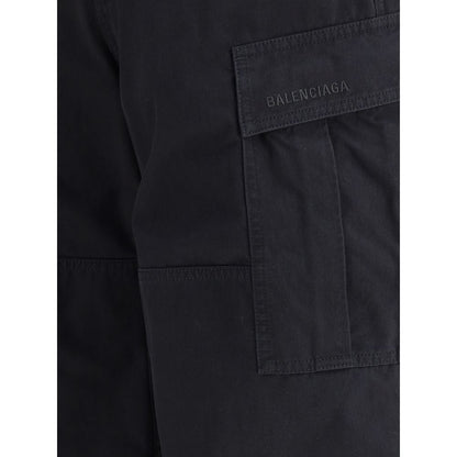Black Cotton Cargo Pants
