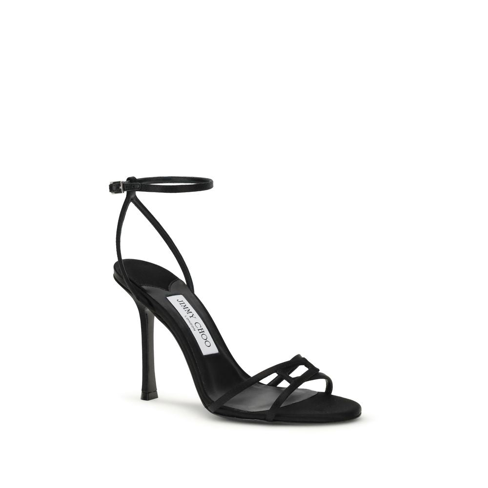 Black Calf Leather Bos Taurus Stiletto Heel Sandals