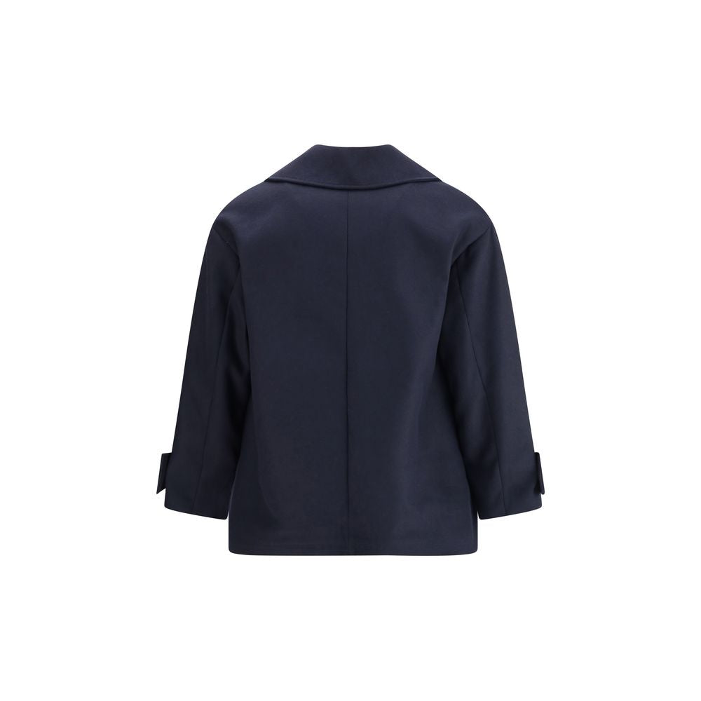 Blue Fleece Wool Coat