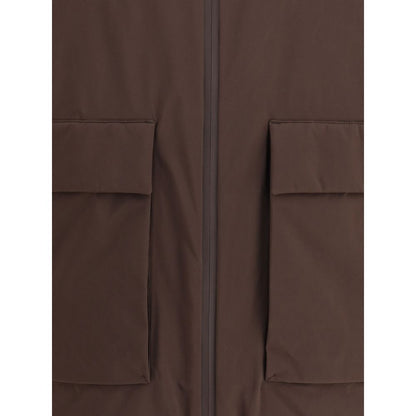 Brown Nylon Full-Length Jacket