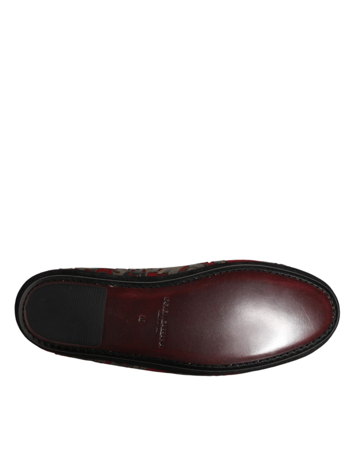 Bordeaux Jacquard Leather Slip On Loafer Shoes