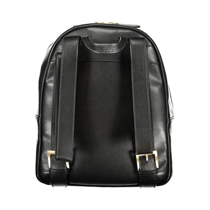 Black Polyurethane Women Backpack