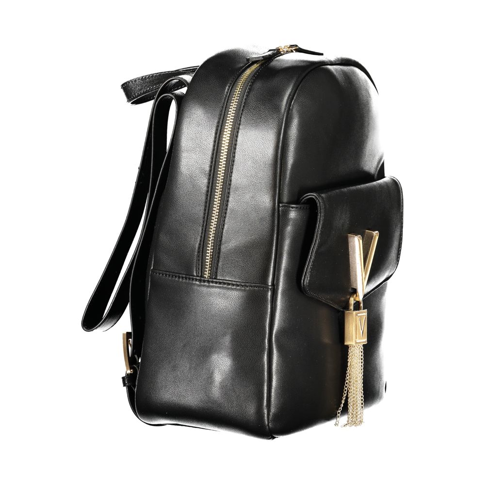 Black Polyurethane Women Backpack