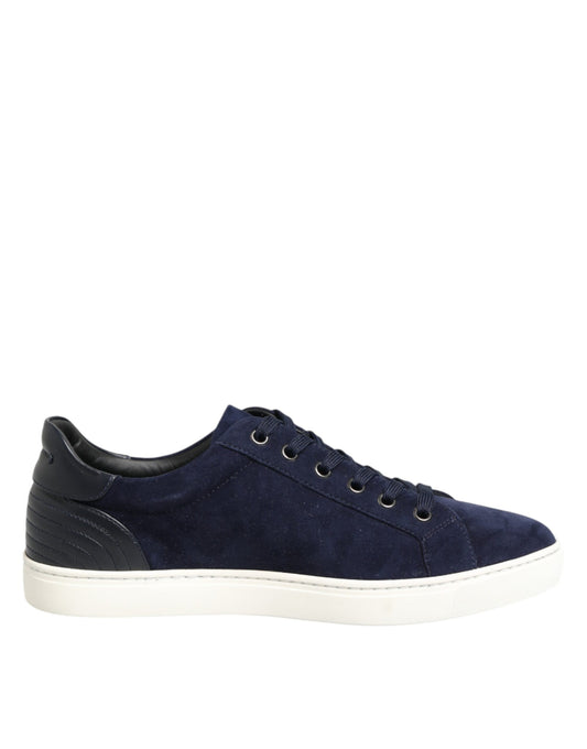 Blue Leather Suede Low Top Sneakers Shoes