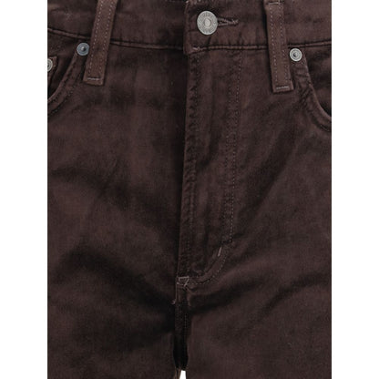 Brown Cotton Straight-Leg Jeans