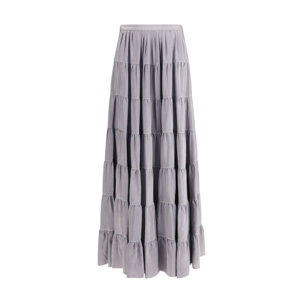 Gray Silk Long Skirt