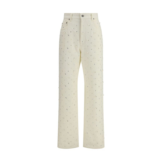 White Cotton Casual Pants