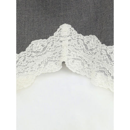 Gray Polyester Midi Skirt