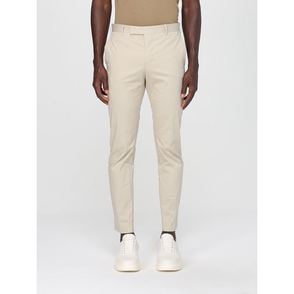 Beige Cotton Casual Pants