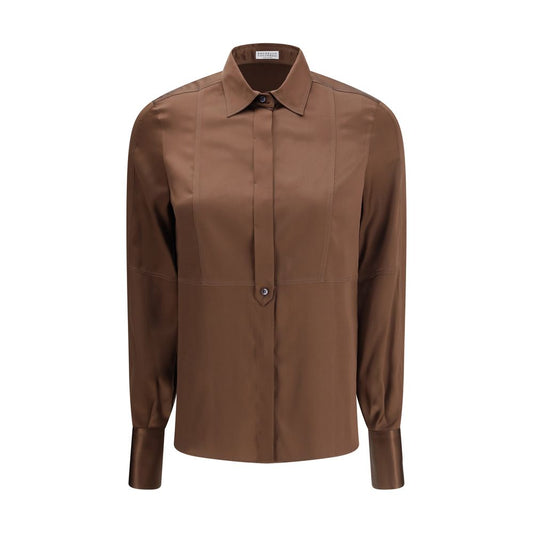 Brown Silk Dress Shirt