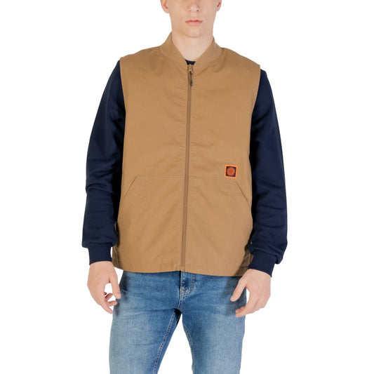 Beige Cotton Sleveless Jacket