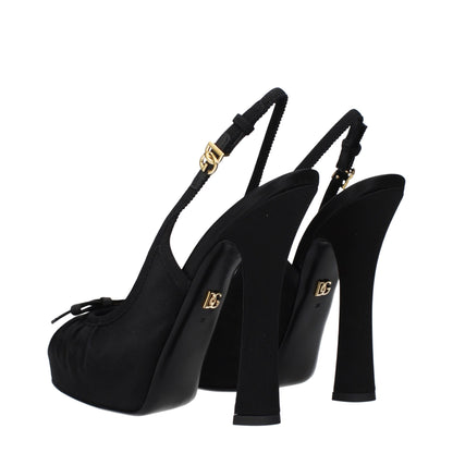Black Satin High Heel Pumps