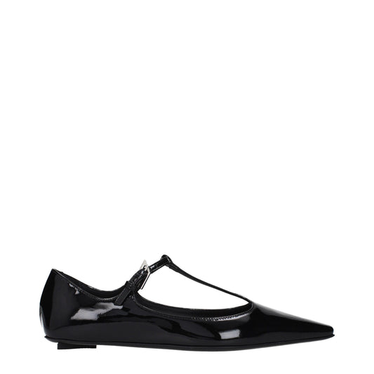 Black Leather Ballet Flats