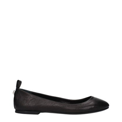 Black Leather Ballet Flats