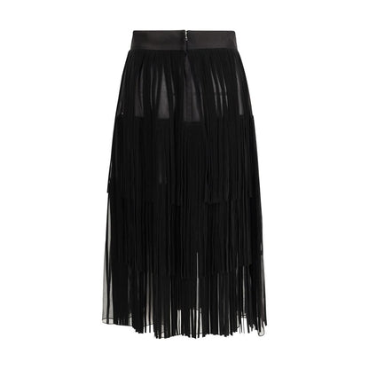 Black Silk Long Skirt
