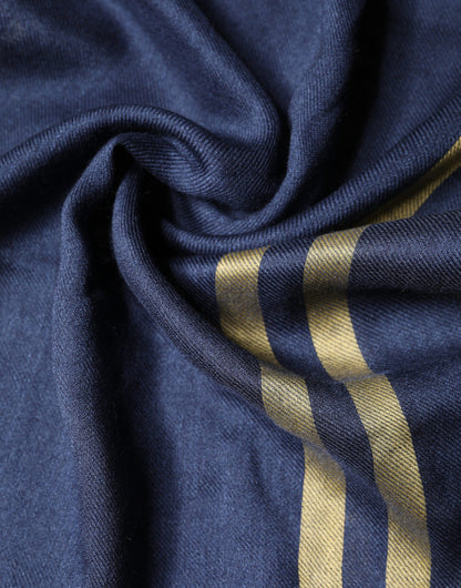 Blue Cashmere Neck Wrap Shawl Fringes Scarf