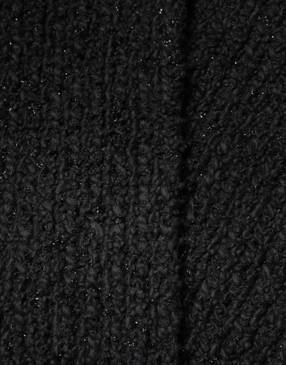 Black Cashmere Knit Shawl Fringes Scarf