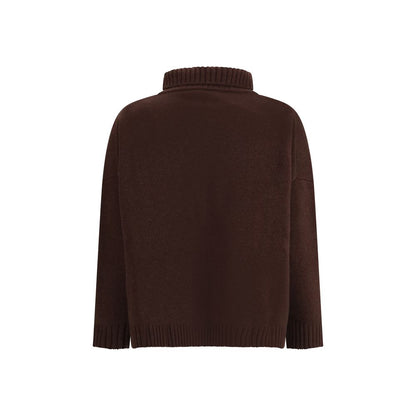 Brown Fleece Wool Turtleneck