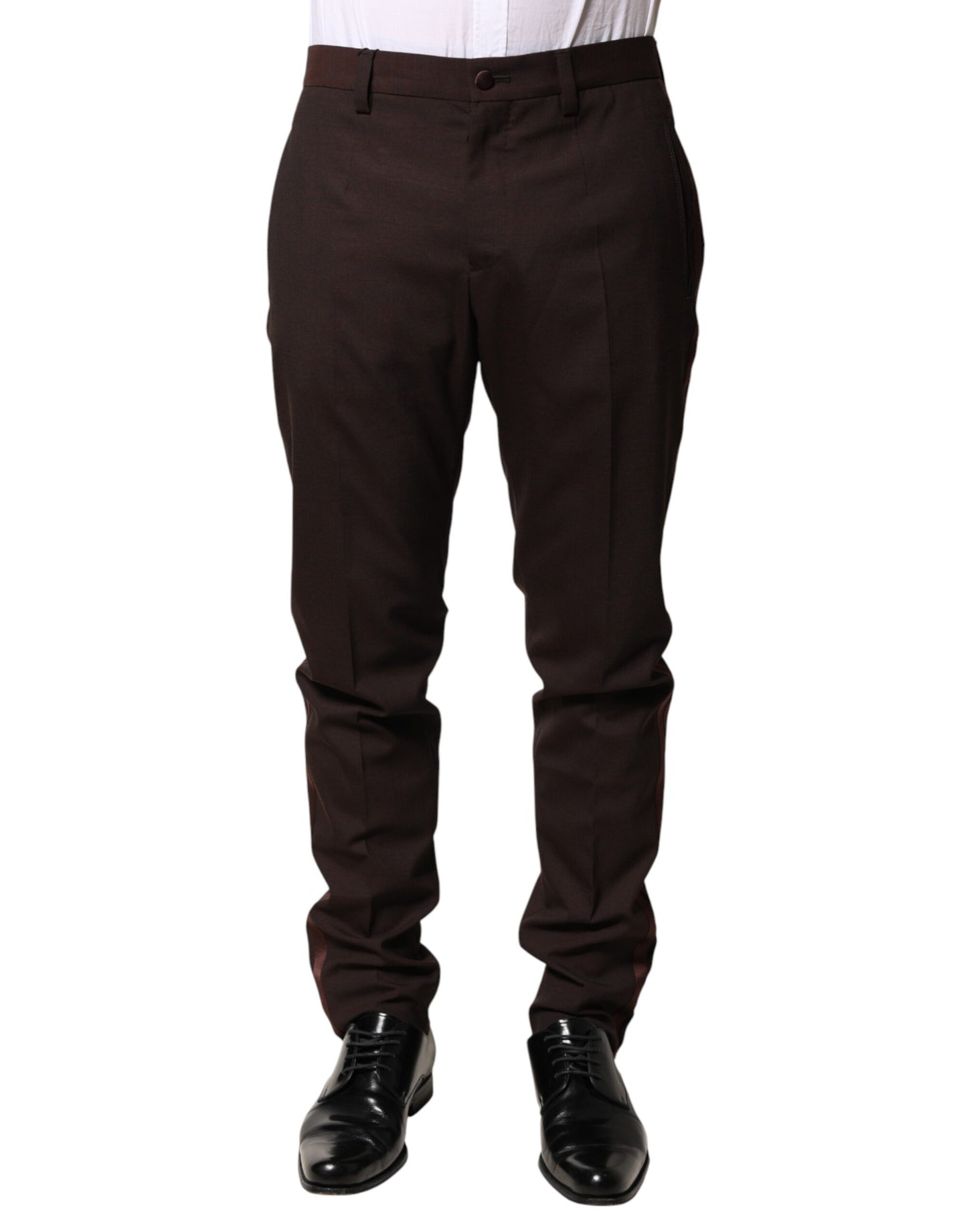 Brown Polyester Men Dress Trousers Pants