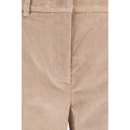 Beige Cotton Casual Pants