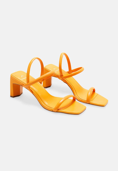 Orange Goat Leather Sandals – 6.5 Cm Block Heel