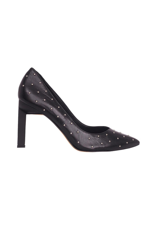 Black Brushed Leather Pumps Callisia – Women’S High Heels With Metal Studs
