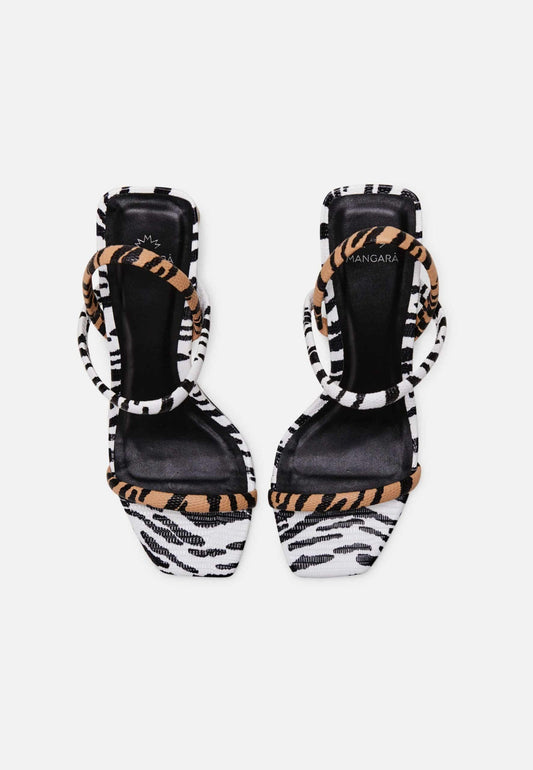 Animal Print Calf Leather Sandals – Women’S 6.5 Cm Block Heel Open Toe