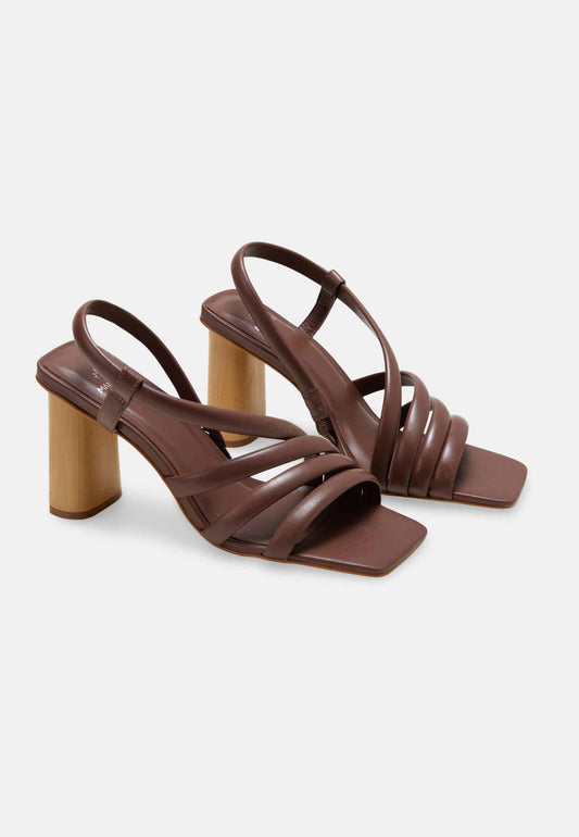 Brown Calf Leather Sandals Cedro – Women’S 8 Cm Cylindrical Block Heel