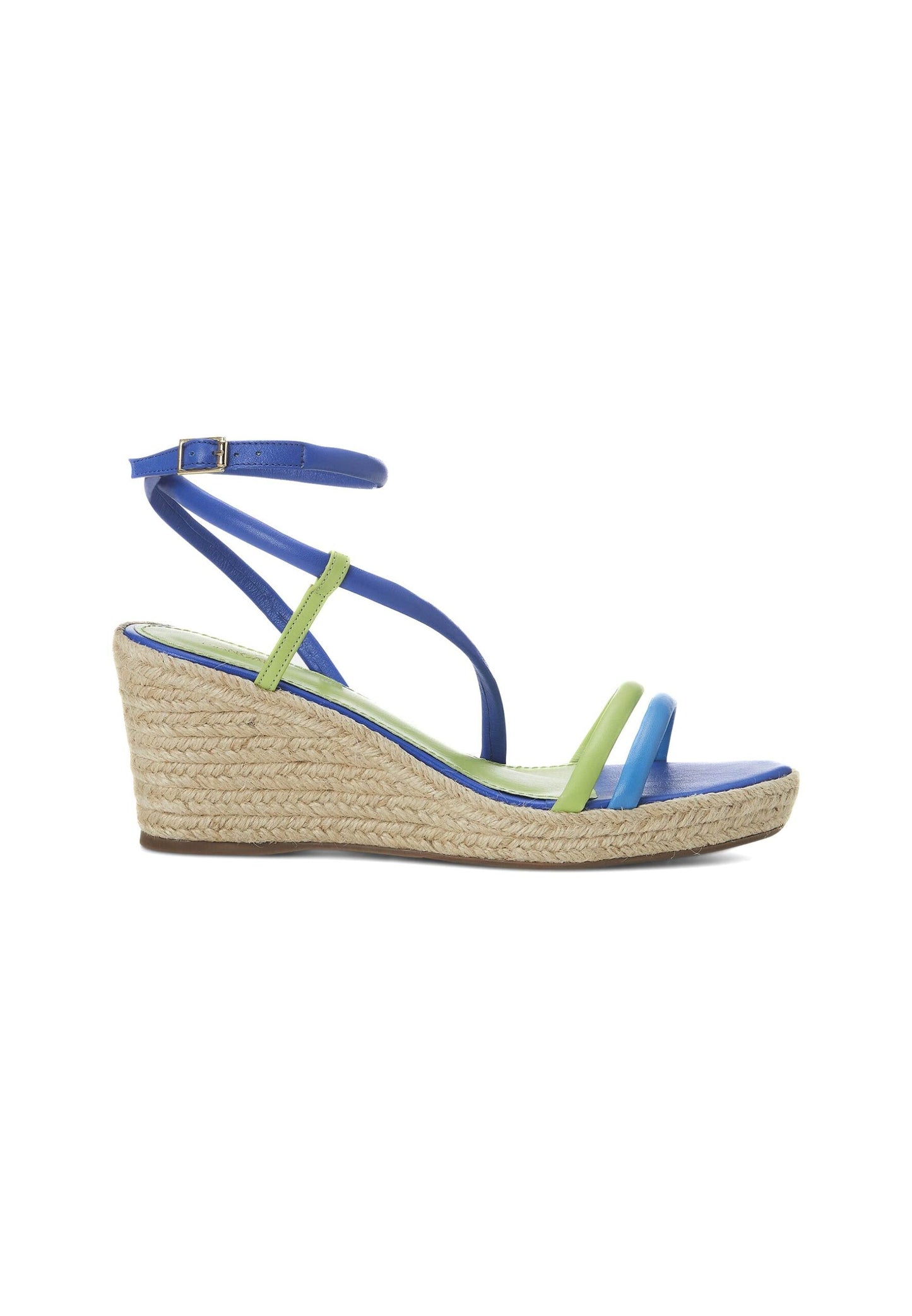 Blue Leather Espadrille Wedges Romã – Women’S Jute Platform Sandals