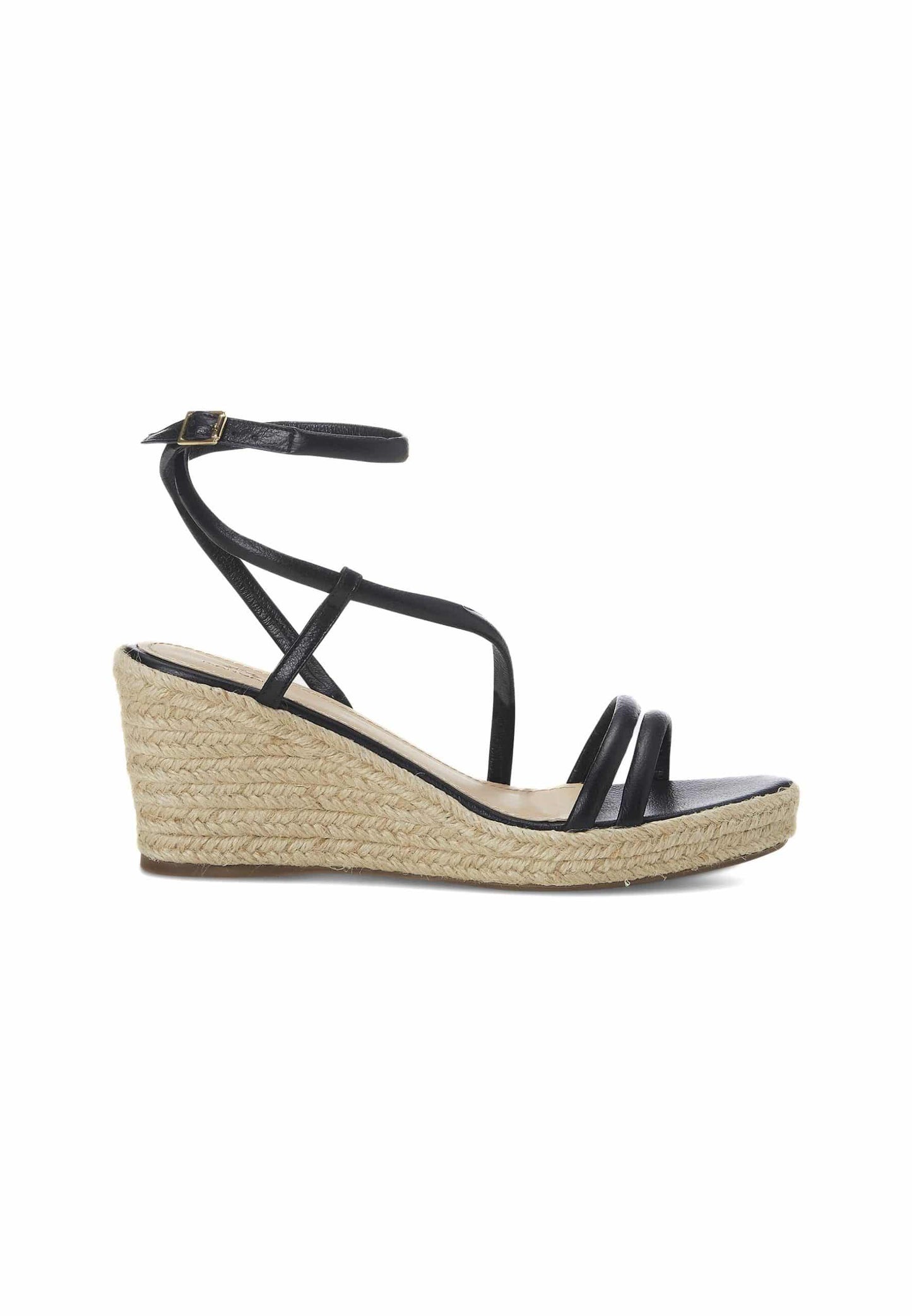 Black Leather Espadrille Wedges Romã – Women’S Jute Platform Sandals