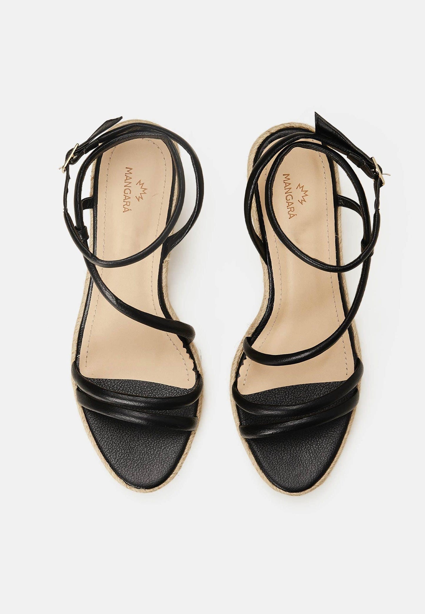 Black Leather Espadrille Wedges Romã – Women’S Jute Platform Sandals