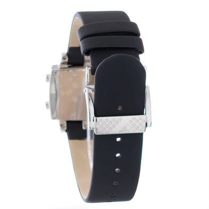 Black Leather Digital Watch