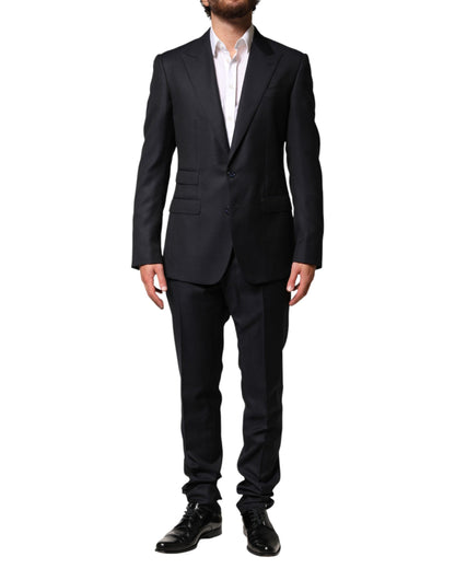 Black Wool Single Breasted Men 2 Piece Suit