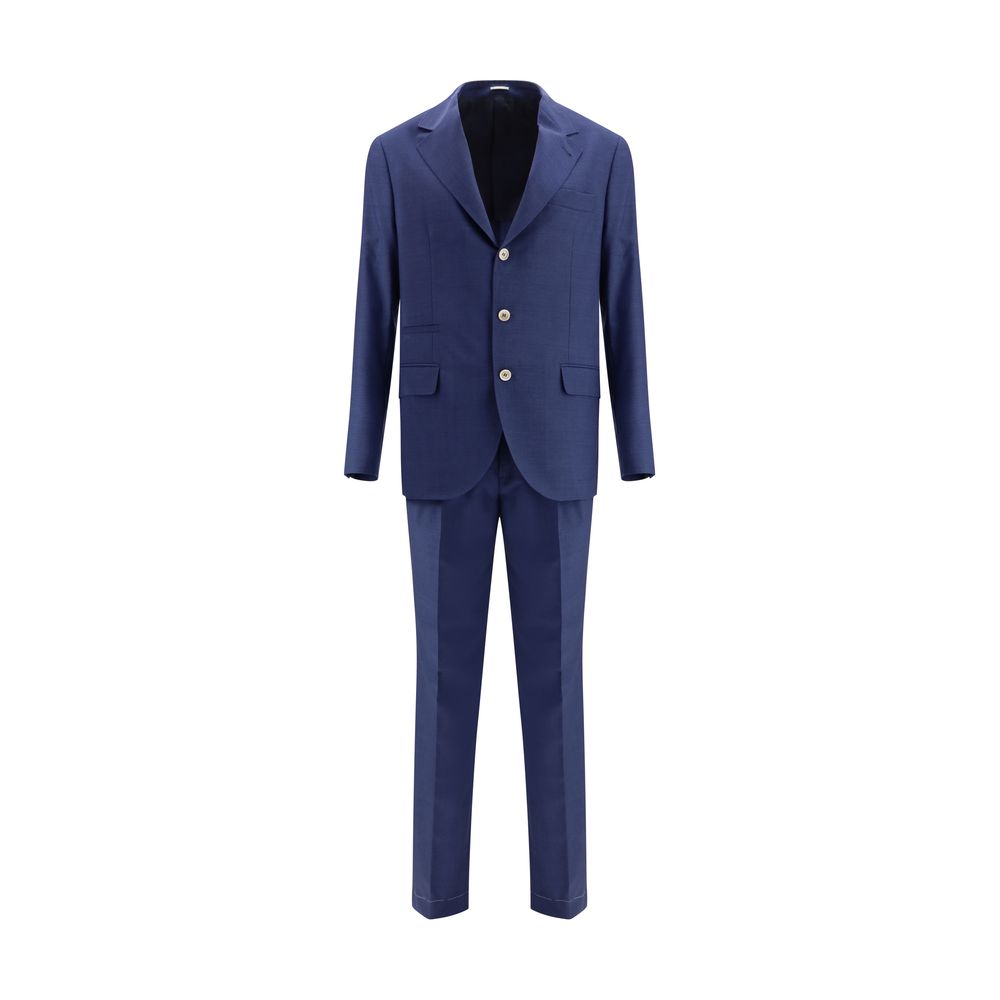 Blue Fleece Wool Two-Piece Suit