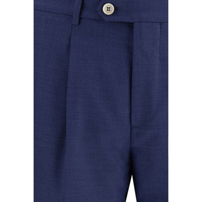 Blue Fleece Wool Two-Piece Suit