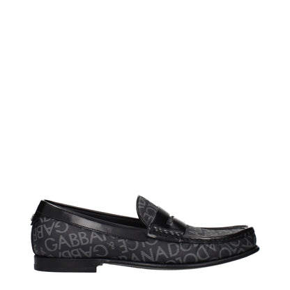 Black Fabric Slip-On Loafers