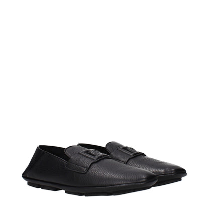 Black Leather Slip-On Loafers