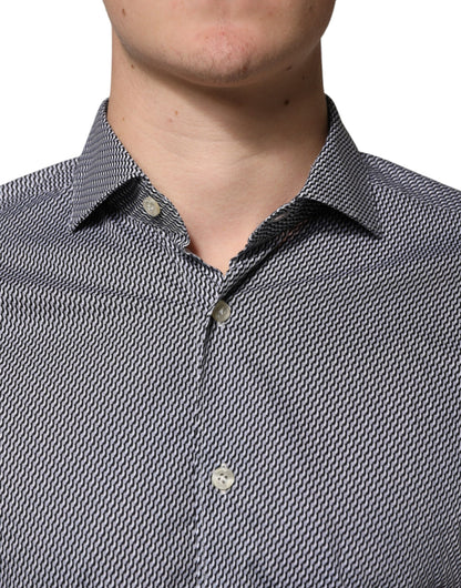 Gray Patterned Long Sleeves Dress Shirt