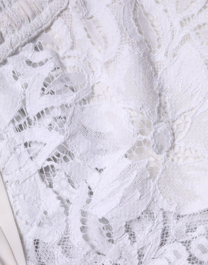 White Cotton Cut Out Mid Waisted Bermuda Shorts